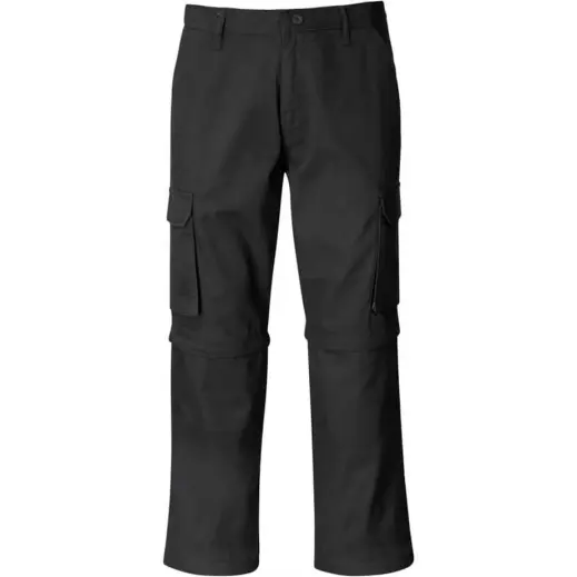 Mens Cargo Zip Off Pants Black Long Front